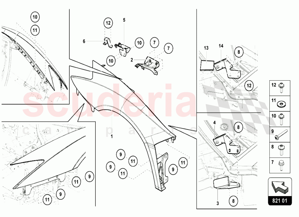 FRONT FENDER of Lamborghini Lamborghini Aventador LP720 Coupe