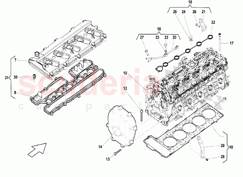 Complete Cylinder Head 2 of Lamborghini Lamborghini Gallardo LP550 Coupe