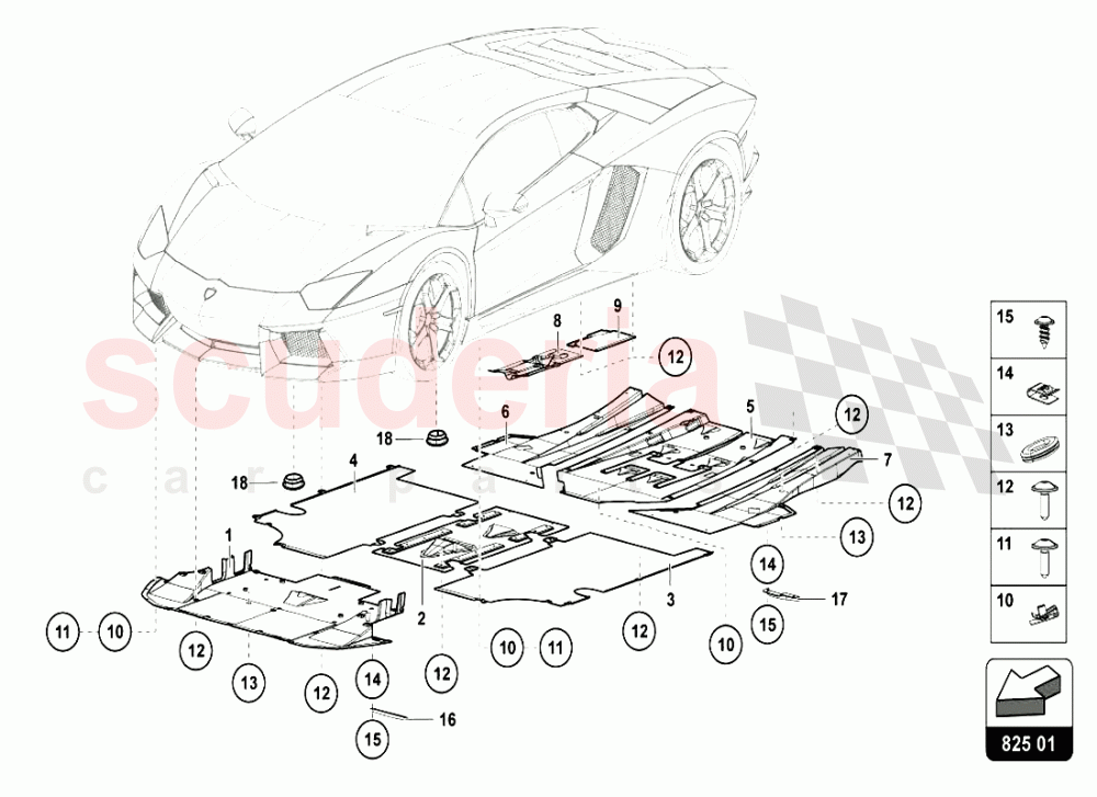 FRAME FLOOR PANELS of Lamborghini Lamborghini Aventador LP720 Roadster