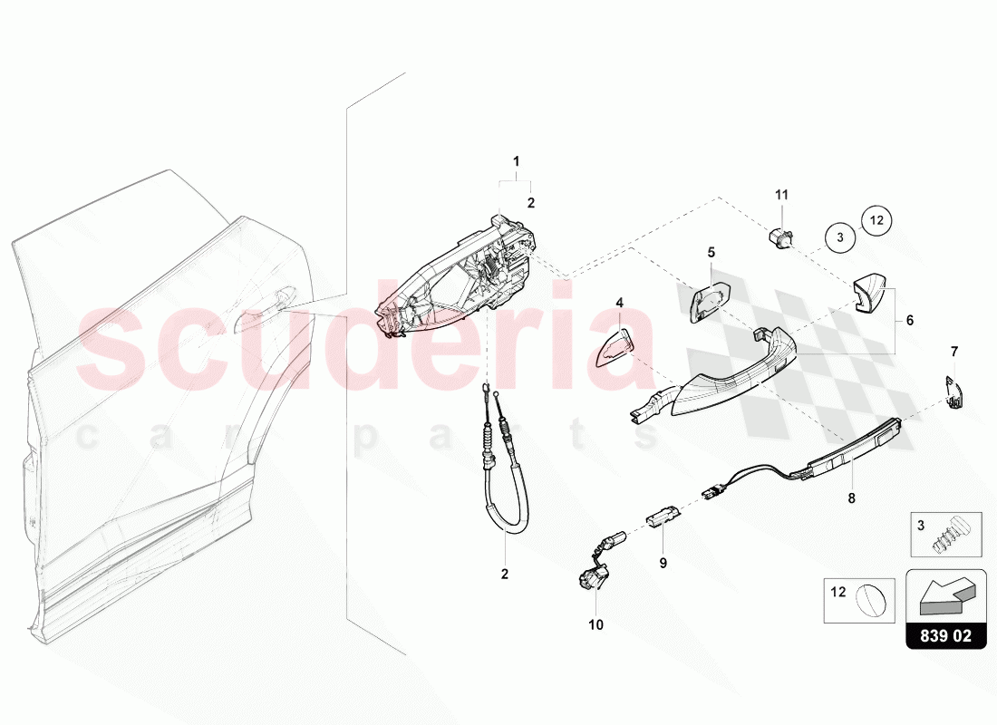 DOOR HANDLE, EXTERIOR of Lamborghini Lamborghini Urus (2018-2019)