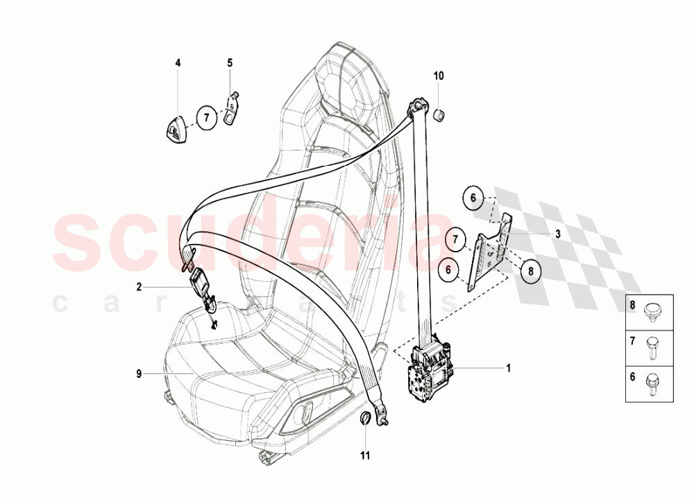 THREE-POINT SAFETY BELT of Lamborghini Lamborghini Aventador LP720 Roadster