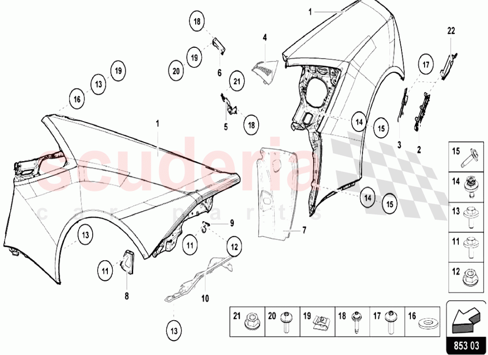 Side Member - Rear Fender of Lamborghini Lamborghini Huracan LP580 Coupe