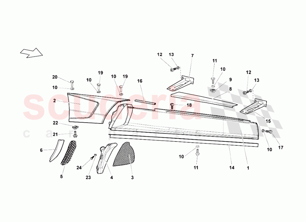 Rh External Side Member of Lamborghini Lamborghini Murcielago LP640 Roadster