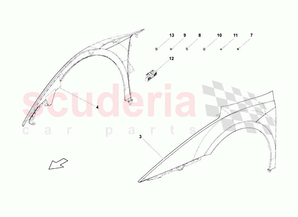 Front Fender of Lamborghini Lamborghini Gallardo (2003-2005)