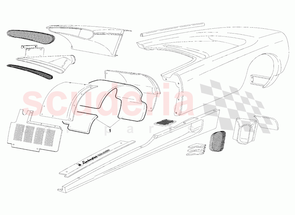 Body Elements (Valid for Switzerland Version - April 1994) of Lamborghini Lamborghini Diablo VT (1993-1998)
