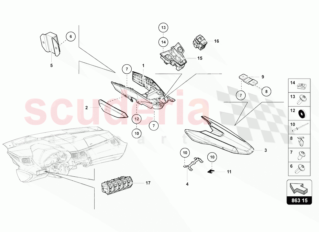 SWITCH UNIT of Lamborghini Lamborghini Aventador LP770 SVJ Coupe
