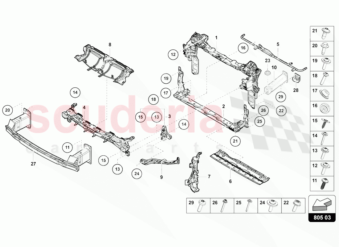 SUPPORT FOR COOLANT RADIATOR of Lamborghini Lamborghini Urus (2018-2019)
