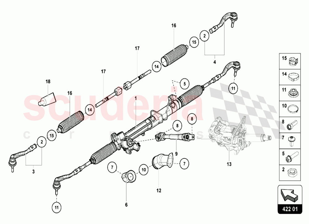 STEERING RACK of Lamborghini Lamborghini Aventador LP720 Roadster