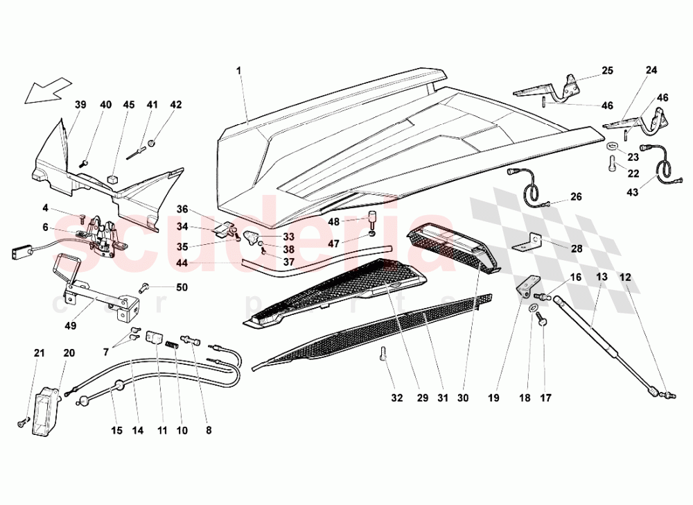 Engine Hood of Lamborghini Lamborghini Murcielago LP640 Roadster