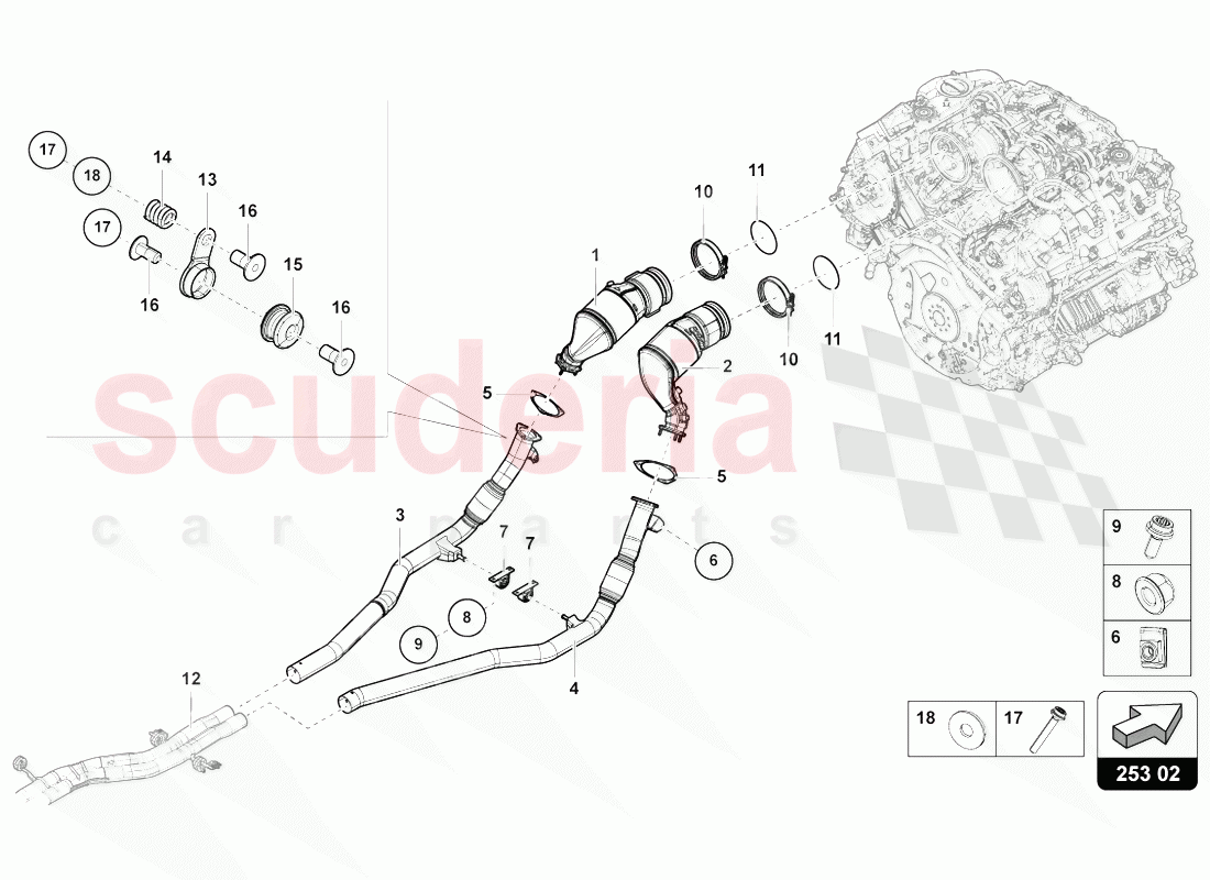 INTERMEDIATE PIPE WITH REAR SILENCER of Lamborghini Lamborghini Urus (2018-2019)