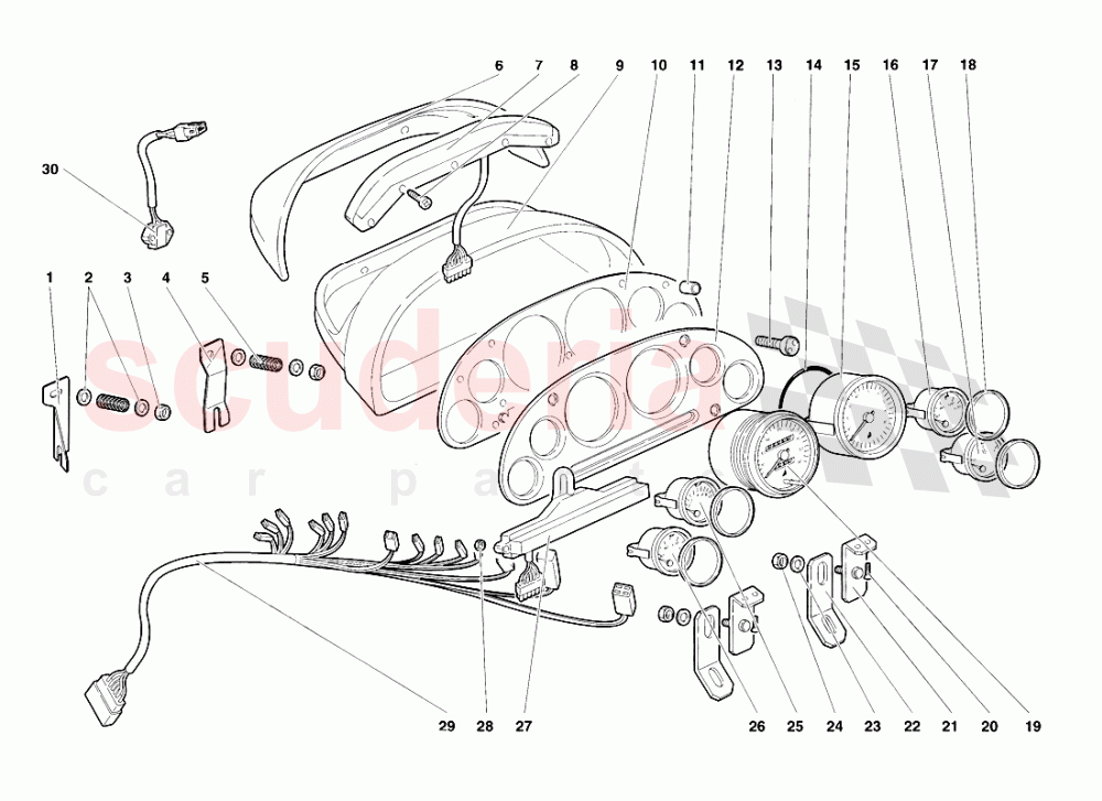 Dashboard Instruments of Lamborghini Lamborghini Diablo VT Roadster (1998-2000)