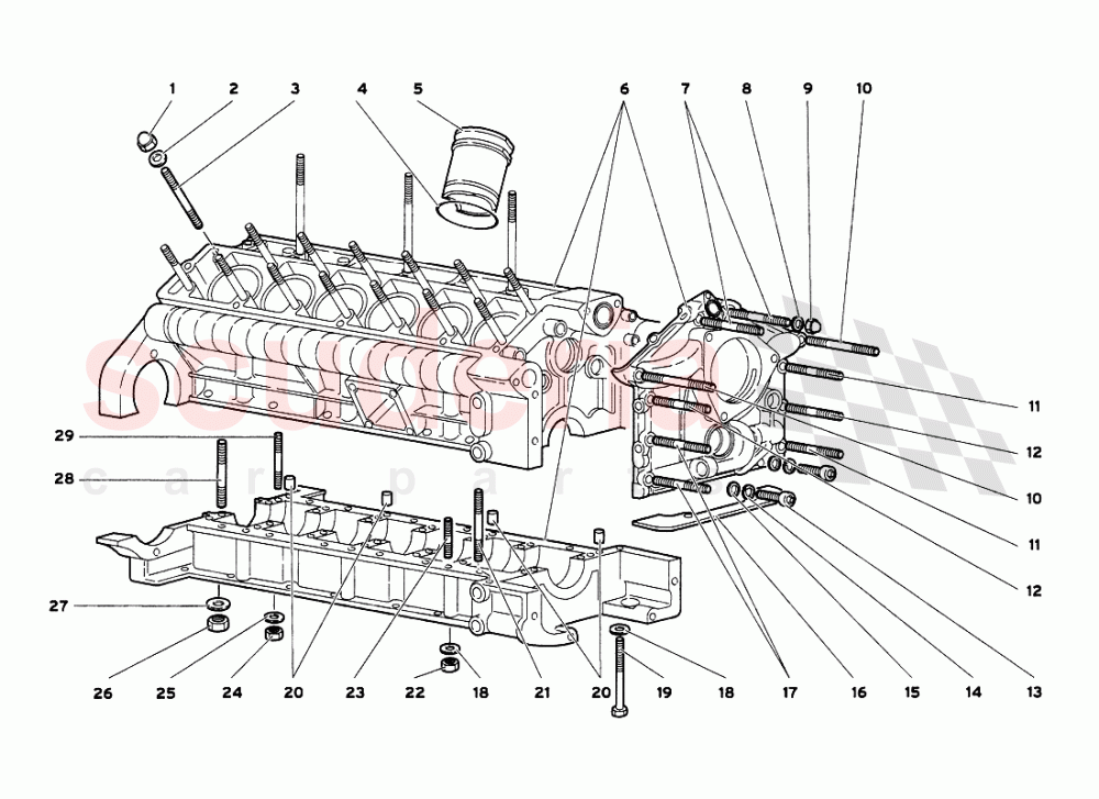 Crankcase and Lower Mounting of Lamborghini Lamborghini Diablo VT 6.0 (2000-2001)