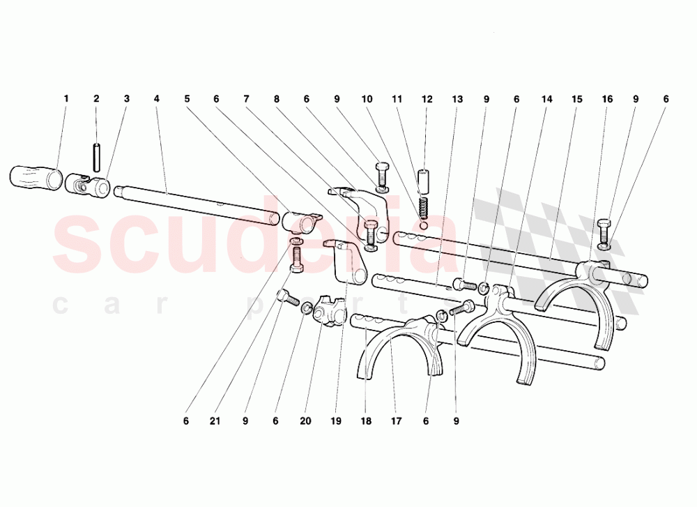 Gearbox Shifting Rods and forks of Lamborghini Lamborghini Diablo VT (1993-1998)