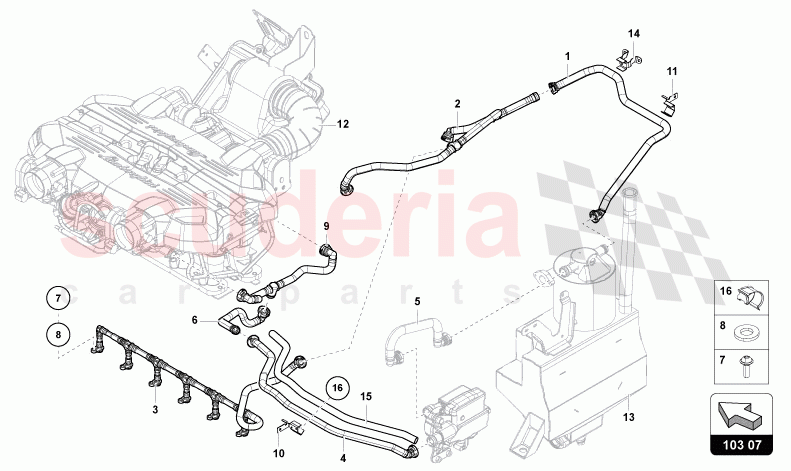 VENTILATION FOR CYLINDER HEAD COVER FROM VIN CLA00325 of Lamborghini Lamborghini Aventador LP780 Ultimae