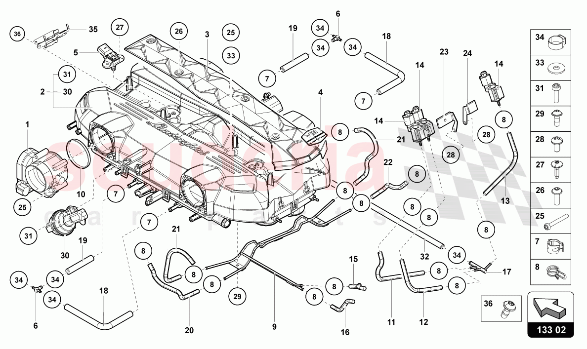 INTAKE MANIFOLD of Lamborghini Lamborghini Aventador LP780 Ultimae