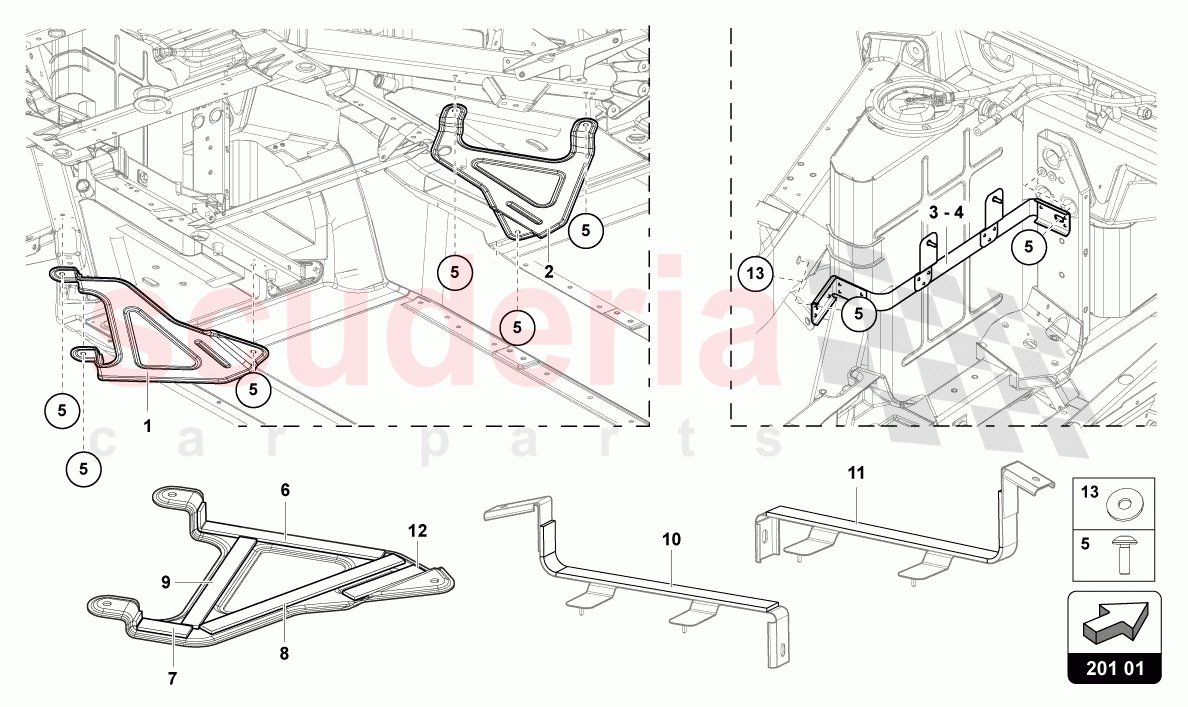 BRACKET FOR FUEL TANK of Lamborghini Lamborghini Aventador LP780 Ultimae