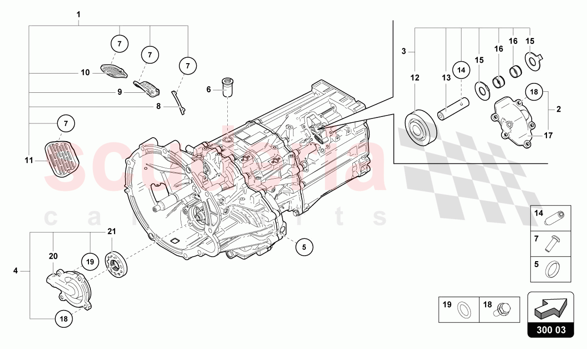 OUTER COMPONENTS FOR GEARBOX of Lamborghini Lamborghini Aventador LP780 Ultimae