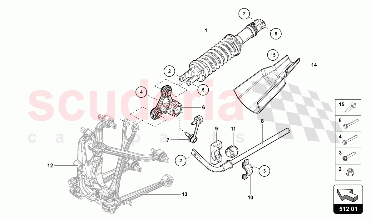 SHOCK ABSORBERS REAR of Lamborghini Lamborghini Aventador LP780 Ultimae