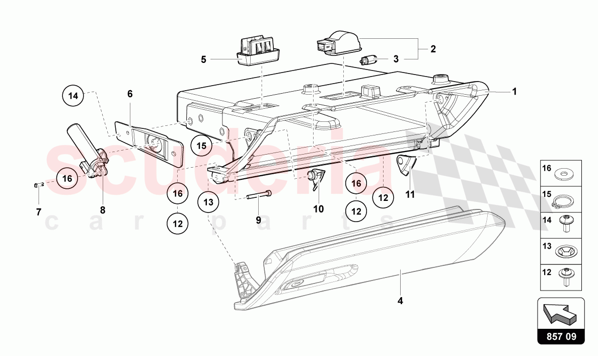 GLOVE COMPARTMENT of Lamborghini Lamborghini Aventador LP780 Ultimae