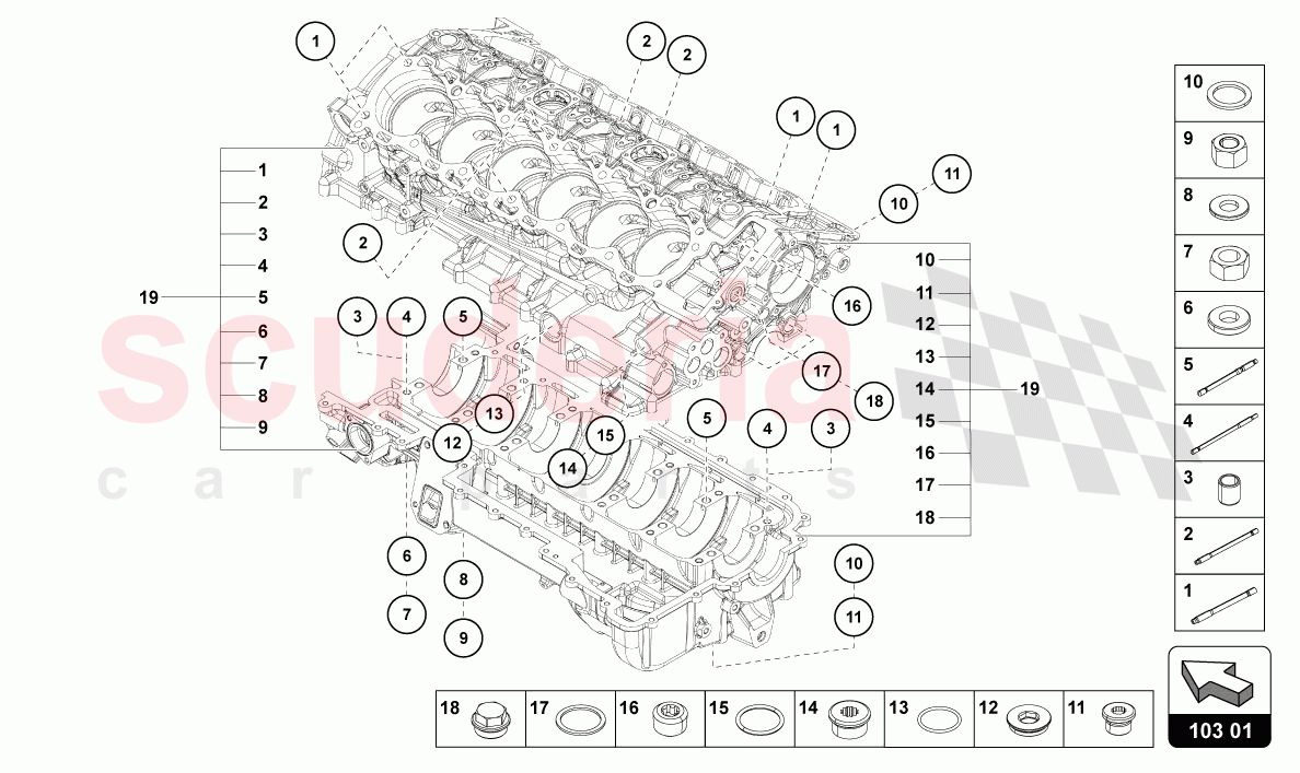 ENGINE BLOCK of Lamborghini Lamborghini Aventador LP780 Ultimae Roadster