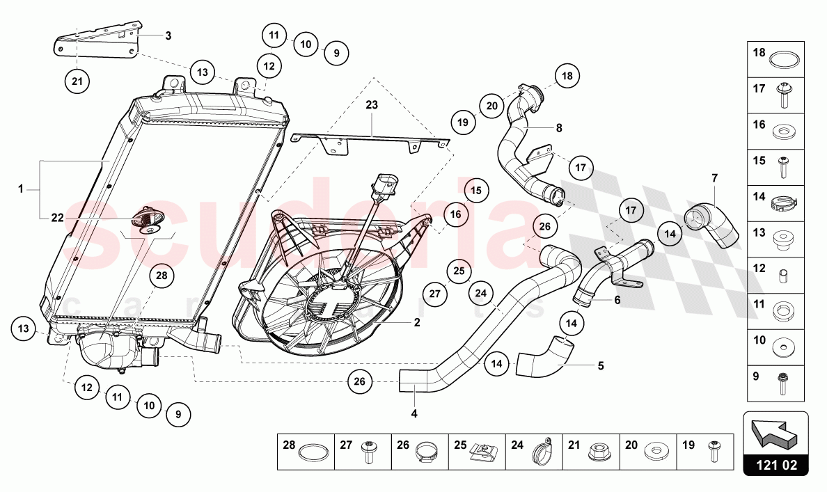 COOLER FOR COOLANT of Lamborghini Lamborghini Aventador LP780 Ultimae Roadster