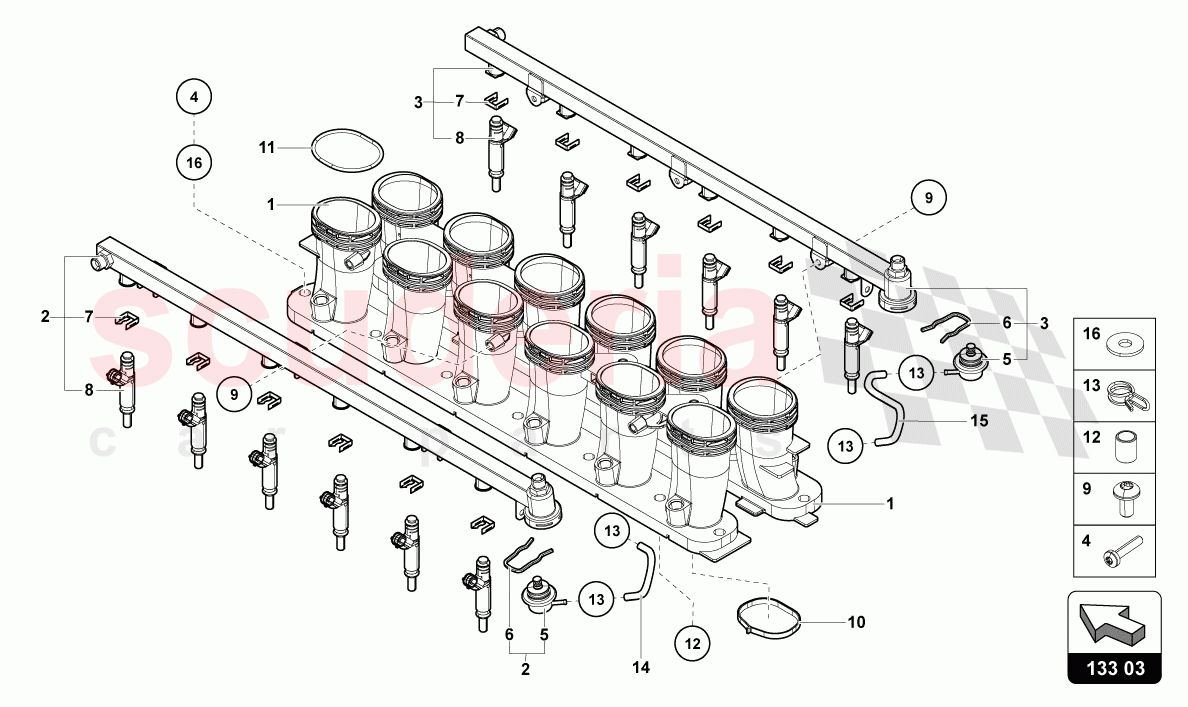 INTAKE MANIFOLD of Lamborghini Lamborghini Aventador LP780 Ultimae Roadster