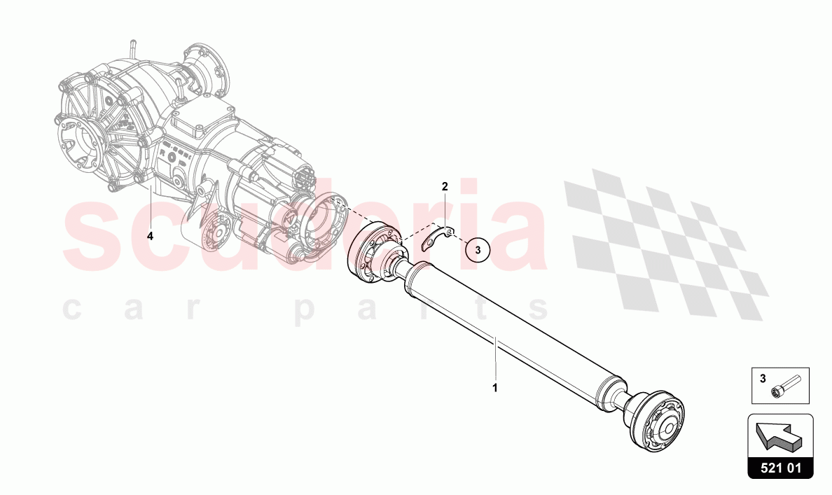 CARDAN SHAFT of Lamborghini Lamborghini Aventador LP780 Ultimae Roadster