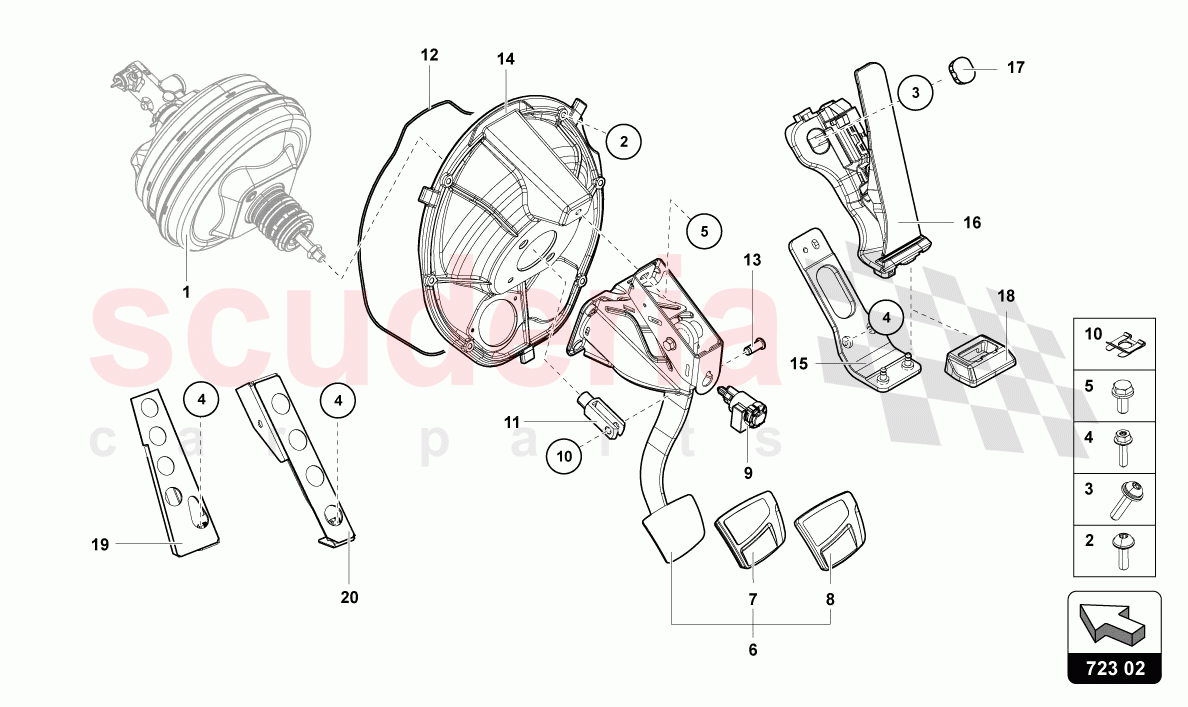 BRAKE AND ACCEL. LEVER MECH. of Lamborghini Lamborghini Aventador LP780 Ultimae Roadster