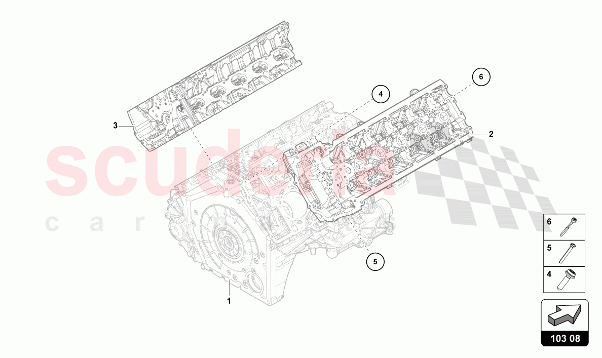 COMPLETE CYLINDER HEAD (WITHOUT CAMSHAFT AND WITHOUT  GLOW PLUG) of Lamborghini Lamborghini Huracan Evo Spyder 2WD