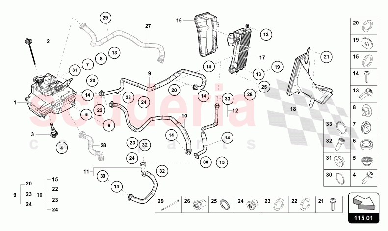 HYDRAULIC SYSTEM AND FLUID CONTAINER WITH CONNECT. PIECES of Lamborghini Lamborghini Huracan Evo Spyder 2WD