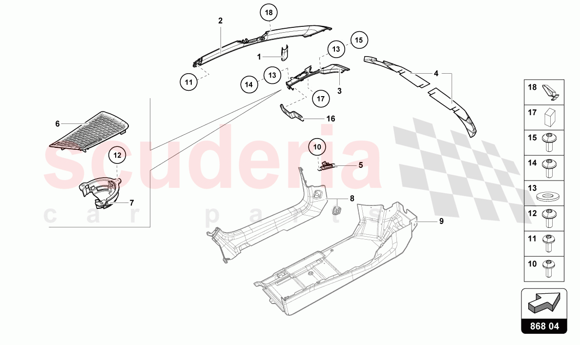 PILLAR TRIM INNER of Lamborghini Lamborghini Huracan Evo Spyder 2WD