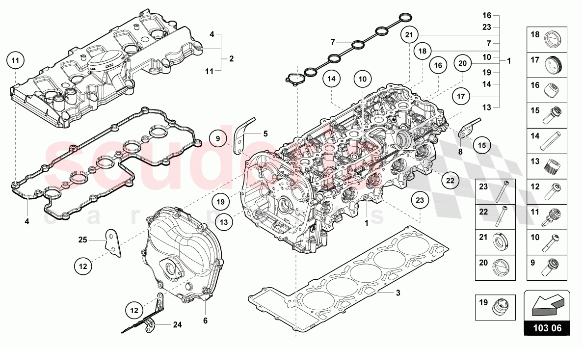 COMPLETE CYLINDER HEAD LEFT of Lamborghini Lamborghini Huracan STO