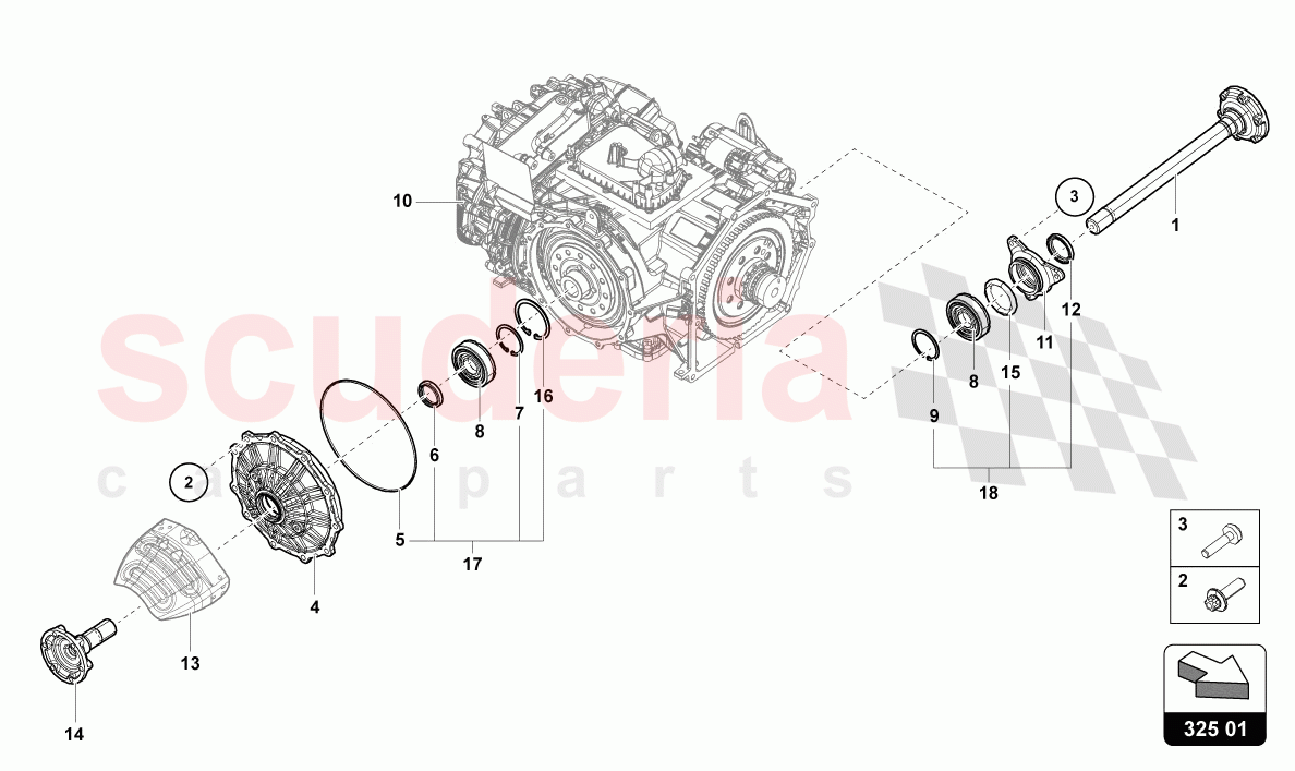 FLANGED SHAFT WITH BEARING of Lamborghini Lamborghini Huracan STO