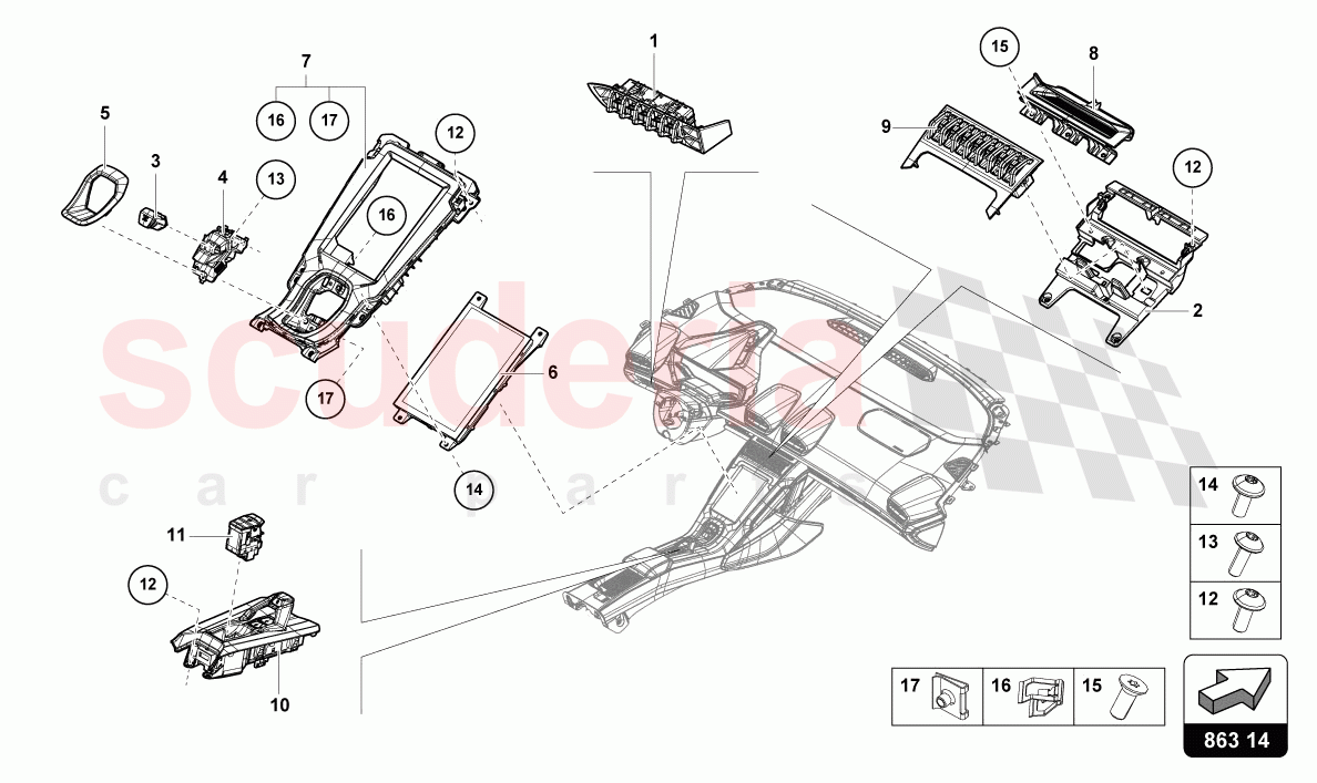 CENTRE CONSOLE, UPPER PART of Lamborghini Lamborghini Huracan STO