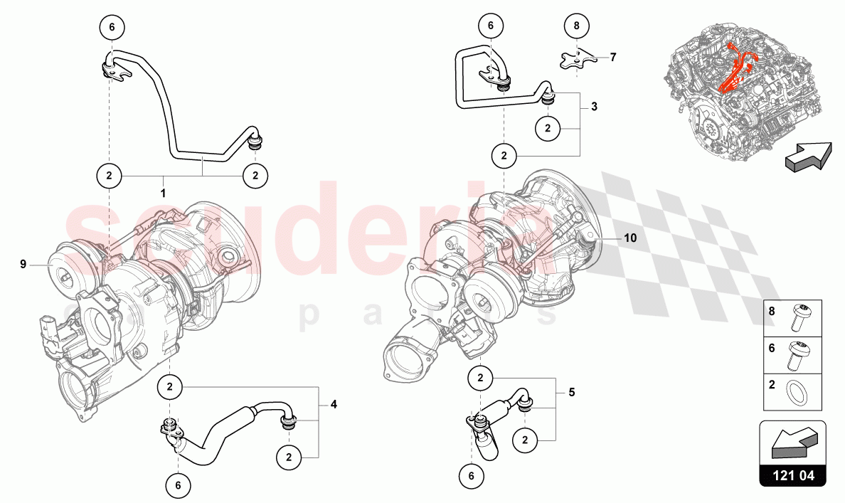 COOLANT COOLING SYSTEM FOR TURBOCHARGER 4.0 LTR. of Lamborghini Lamborghini Urus S