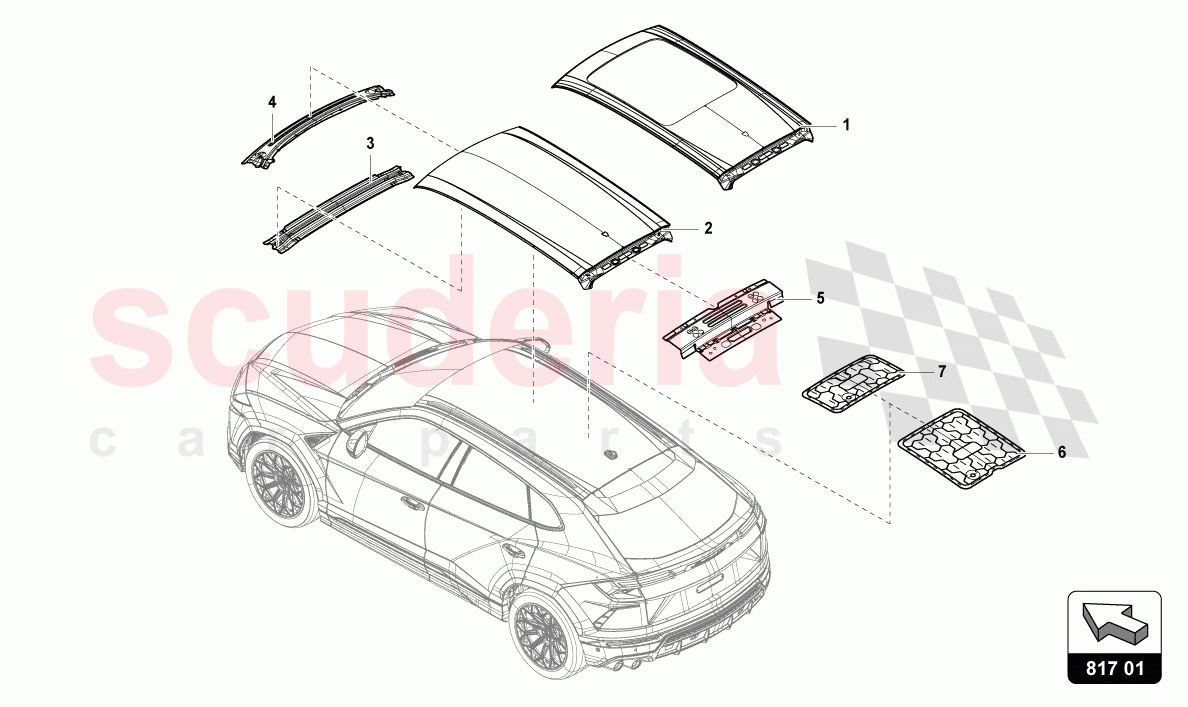 ROOF FRAME-OUTER PANEL of Lamborghini Lamborghini Urus S
