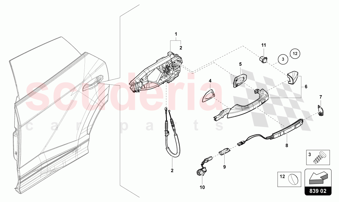DOOR HANDLE, EXTERIOR REAR of Lamborghini Lamborghini Urus S