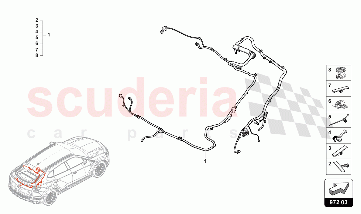 CABLE SET FOR TAILGATE of Lamborghini Lamborghini Urus S