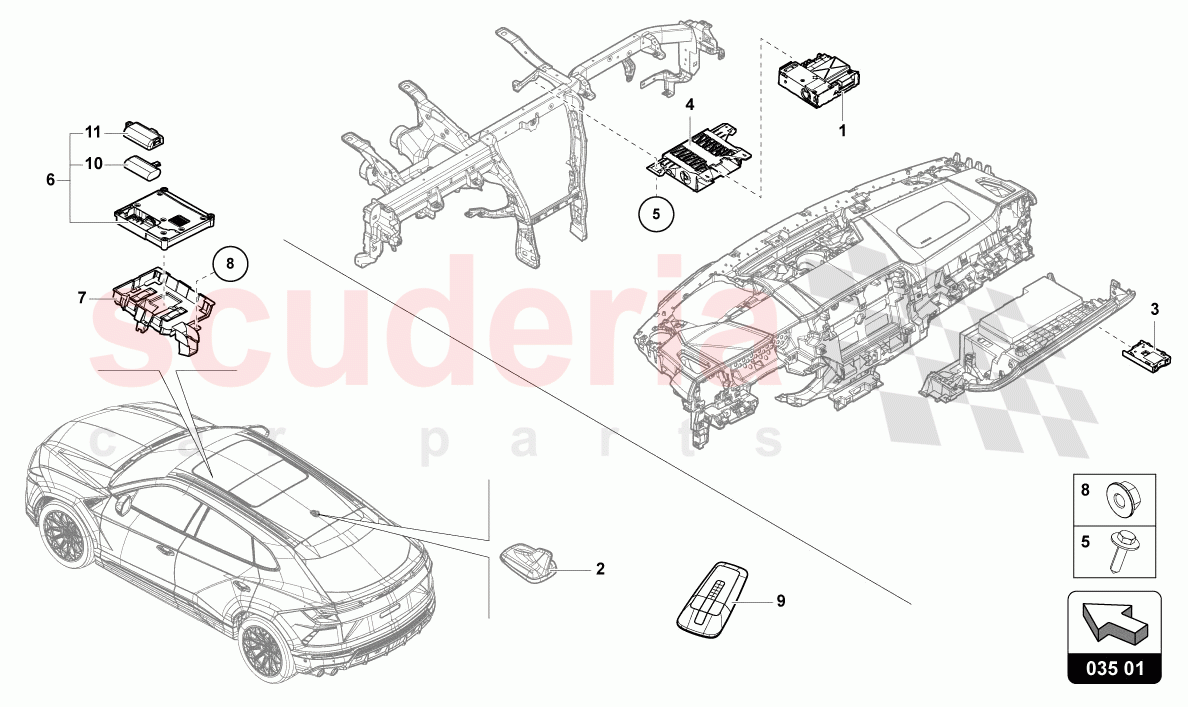 CONTROL UNIT FOR INFOR- MATION ELECTRONICS of Lamborghini Lamborghini Urus (2019-2022)