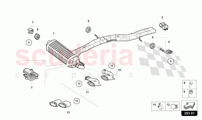 REAR SILENCER of Lamborghini Lamborghini Urus (2019-2022)