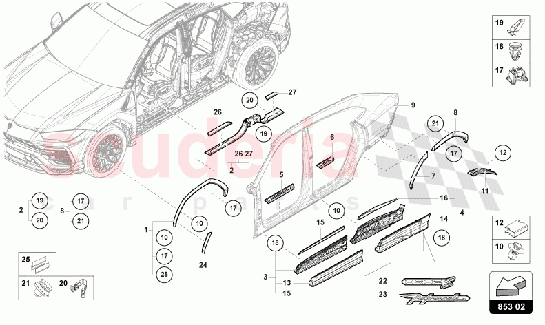 SILL TRIM STRIP of Lamborghini Lamborghini Urus (2019-2022)