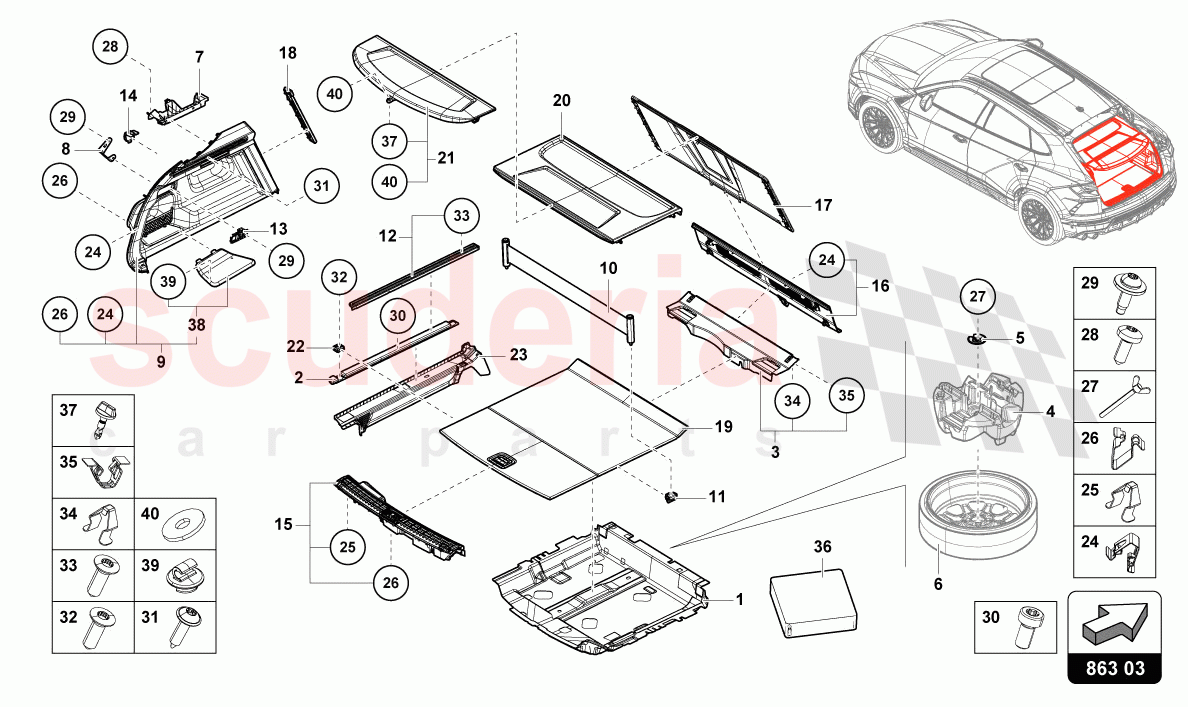 LUGGAGE COMPARTMENT LINING of Lamborghini Lamborghini Urus (2019-2022)