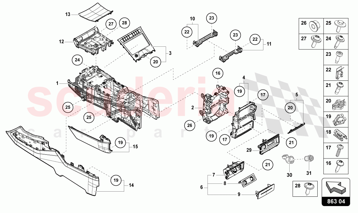 CENTRE CONSOLE LOWER of Lamborghini Lamborghini Urus (2019-2022)