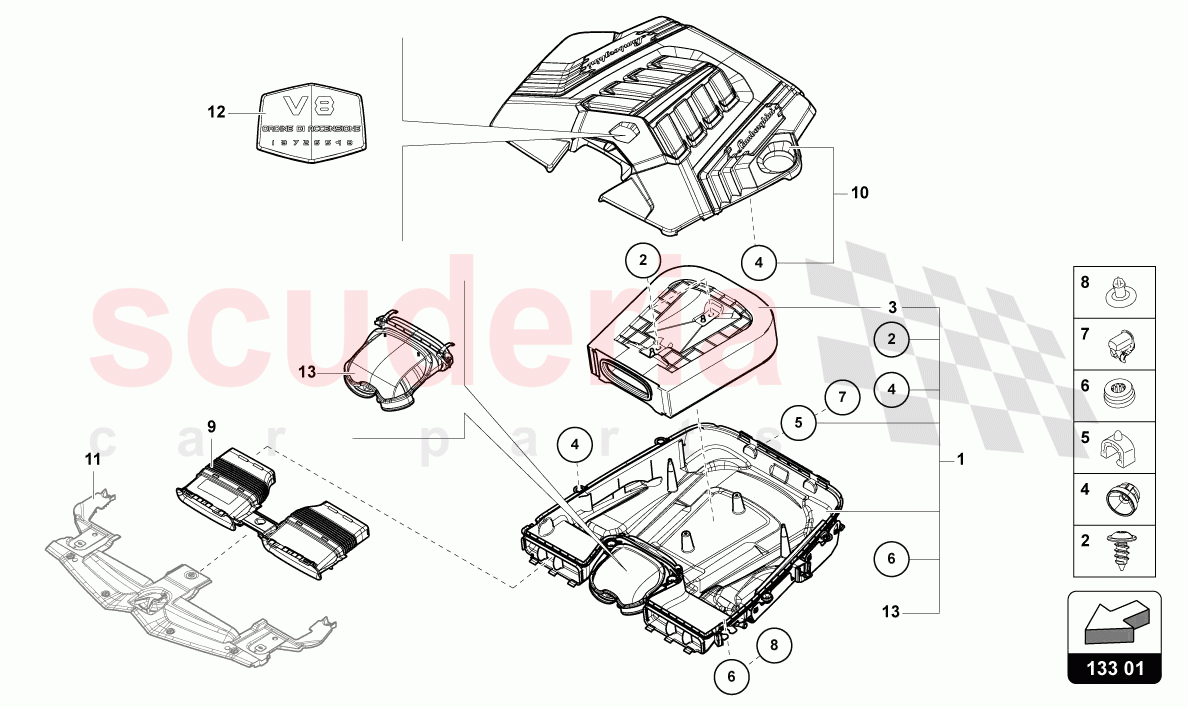 AIR FILTER WITH CONNECTING PARTS of Lamborghini Lamborghini Urus Performante