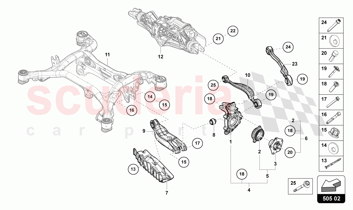 WHEEL HUB WITH BEARING AND CONTROL ARM of Lamborghini Lamborghini Urus Performante