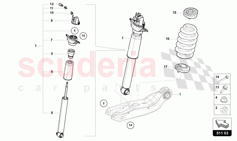 SHOCK ABSORBER of Lamborghini Lamborghini Urus Performante