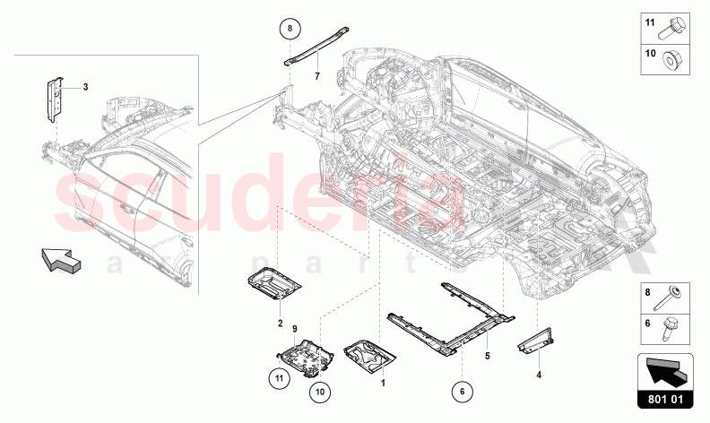 RETAINER FOR BATTERY of Lamborghini Lamborghini Urus Performante