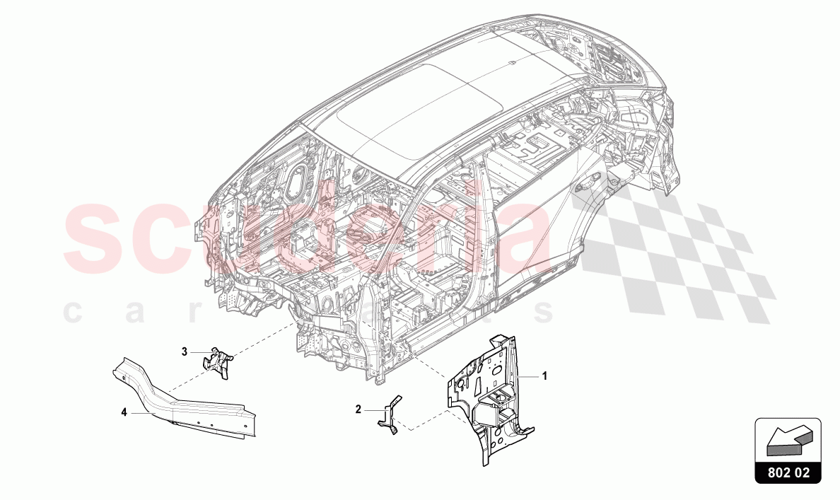 SECTIONAL PARTS FOR THE SIDE SECTION of Lamborghini Lamborghini Urus Performante