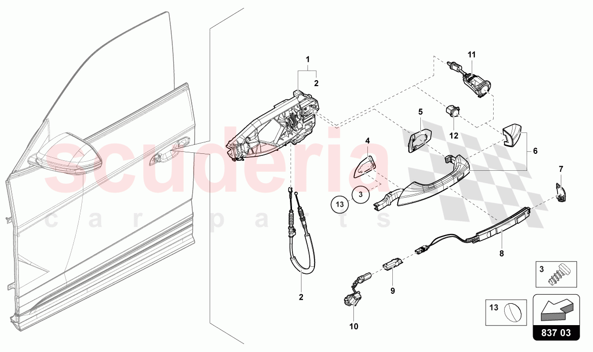 DOOR HANDLE, EXTERIOR FRONT of Lamborghini Lamborghini Urus Performante