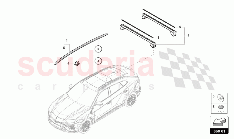 ROOF RAIL FRONT of Lamborghini Lamborghini Urus Performante
